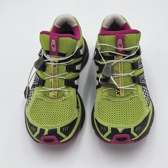 Salomon XR Mission 1 Women's Trail Running Shoes Sz 6.5 Neon Green Pink - Picture 2 of 12